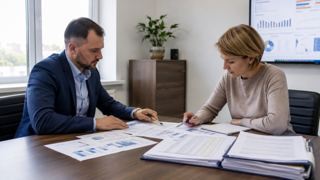 Руководители обсуждают рентабельность продаж и расходы компании